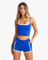 BO&TEE SOFT ACTIVE LAYERED CROPPED TANK TOP COBALT BLUE